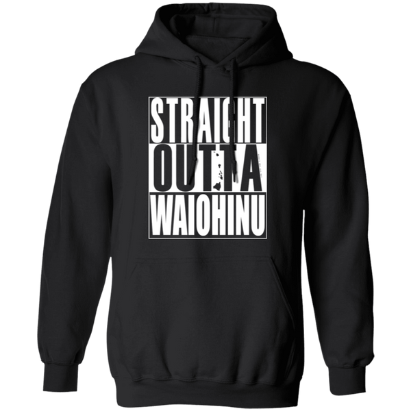 Straight Outta Waiohinu (white ink) Pullover Hoodie