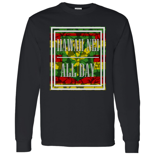 Hawai'i Floral Kanaka Maoli Flag LS T-Shirt