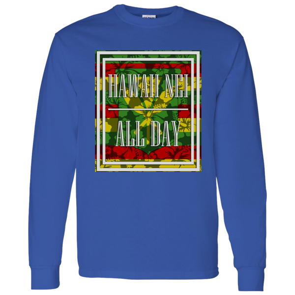 Hawai'i Floral Kanaka Maoli Flag LS T-Shirt