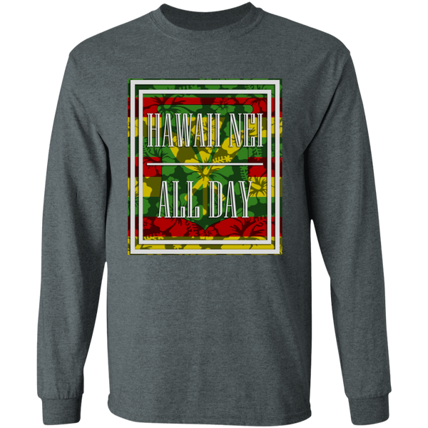Hawai'i Floral Kanaka Maoli Flag LS T-Shirt