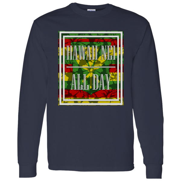 Hawai'i Floral Kanaka Maoli Flag LS T-Shirt