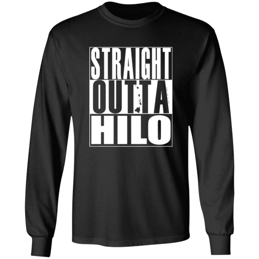 Straight Outta Hilo (white ink) LS T-Shirt