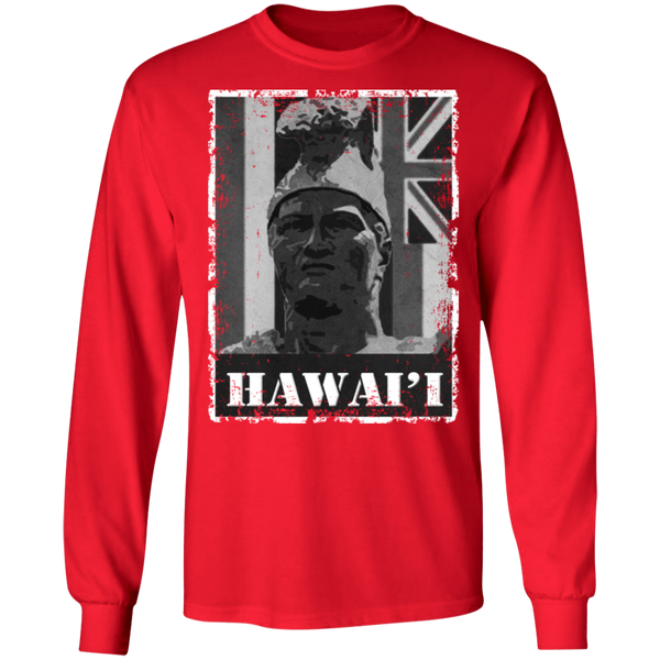 Hawai'i King Kamehameha (B&W) LS T-Shirt, T-Shirts, Hawaii Nei All Day
