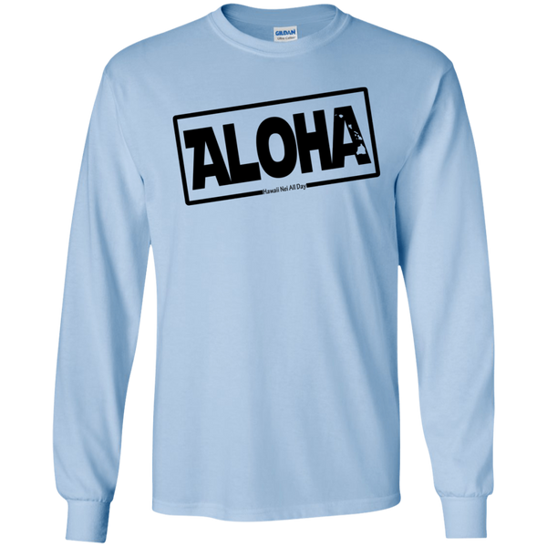 Aloha Hawai'i Nei (Islands blk ink) LS Ultra Cotton T-Shirt, T-Shirts, Hawaii Nei All Day
