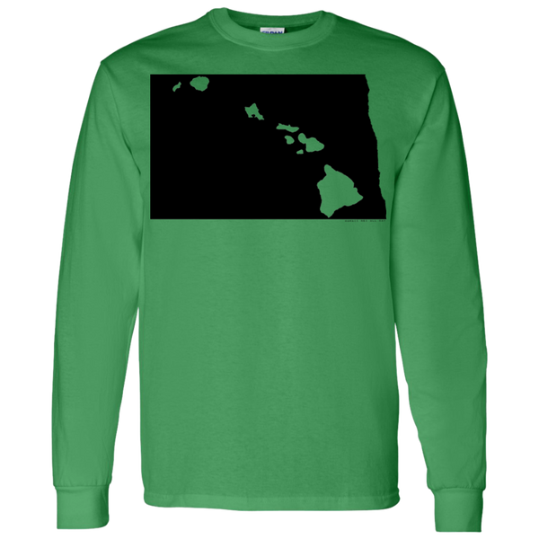 Living in North Dakota with Hawaii Roots LS T-Shirt 5.3 oz., T-Shirts, Hawaii Nei All Day