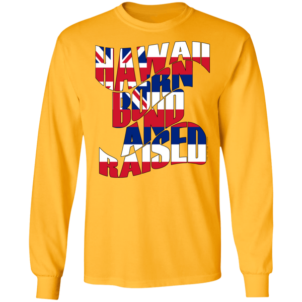 Hawaii Born and Raised Flag LS Ultra Cotton T-Shirt, T-Shirts, Hawaii Nei All Day