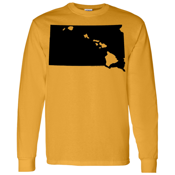 Living in South Dakota with Hawaii Roots LS T-Shirt 5.3 oz., T-Shirts, Hawaii Nei All Day