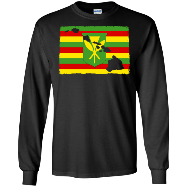 Hawai'i Kanaka Maoli Flag LS Ultra Cotton T-Shirt, T-Shirts, Hawaii Nei All Day