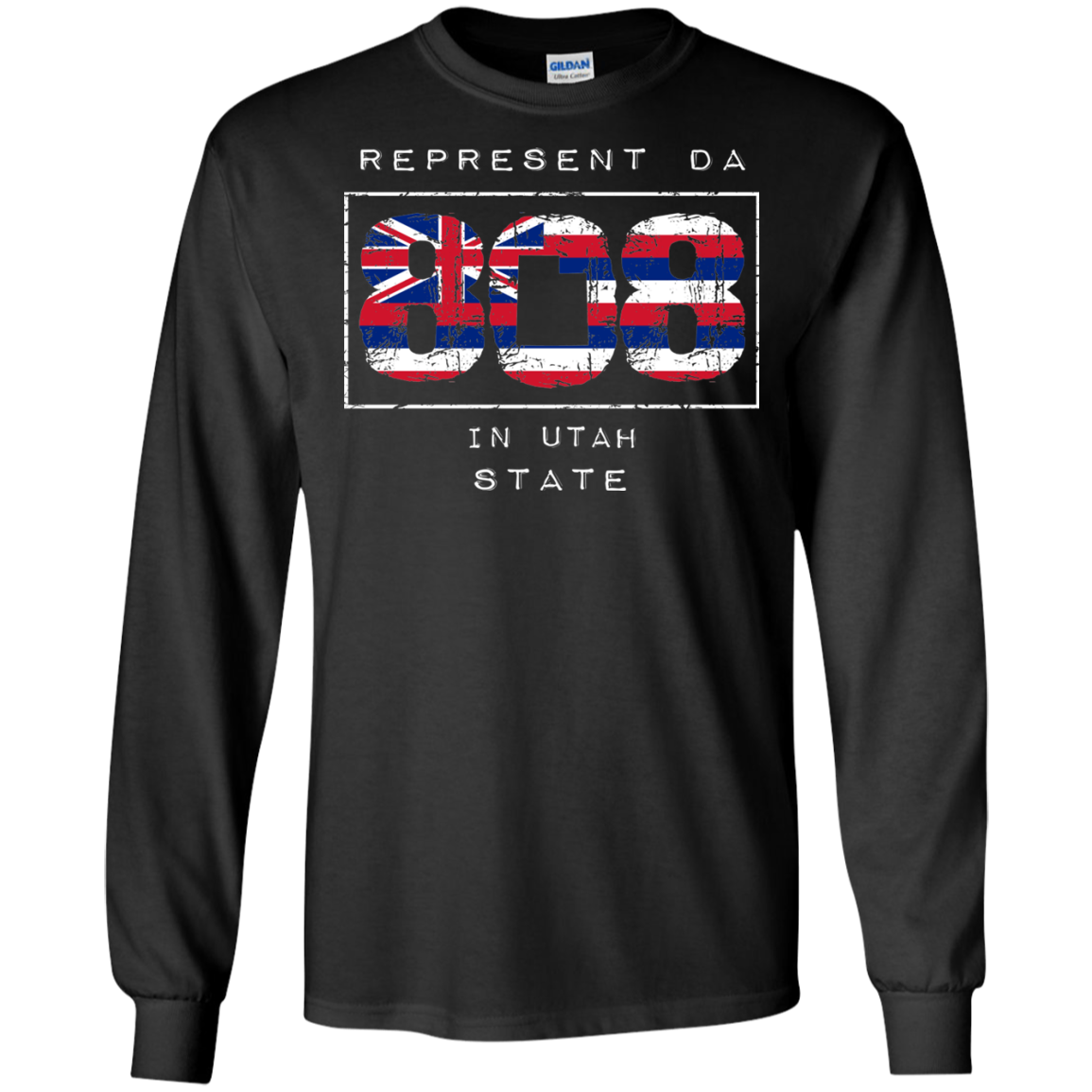 Rep Da 808 In Utah State LS Ultra Cotton T-Shirt, T-Shirts, Hawaii Nei All Day