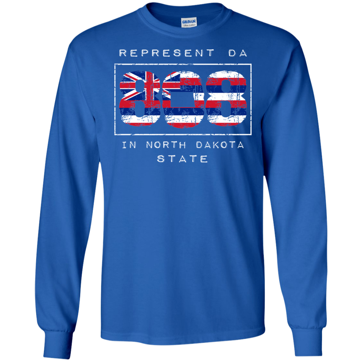 Rep Da 808 In North Dakota State LS Ultra Cotton T-Shirt, T-Shirts, Hawaii Nei All Day