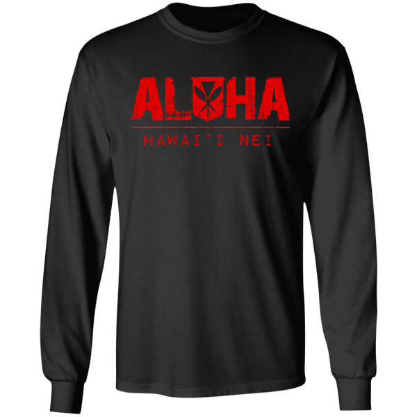 Aloha Hawai'i Nei(red ink) LS Ultra Cotton T-Shirt, T-Shirts, Hawaii Nei All Day