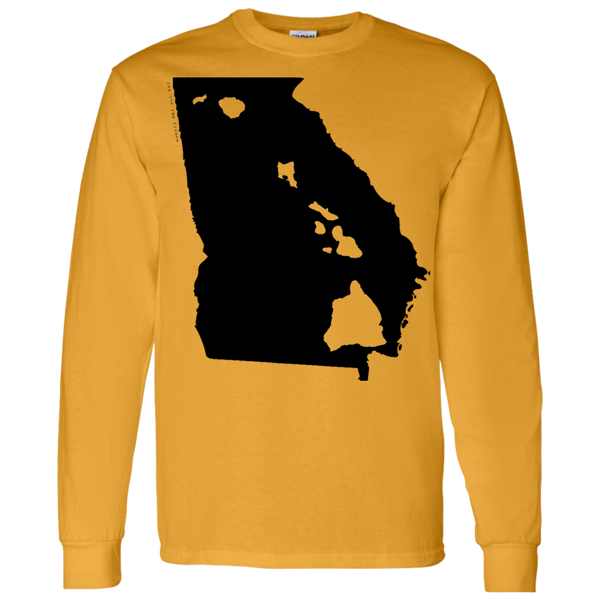 Living in Georgia with Hawaii Roots LS T-Shirt 5.3 oz., T-Shirts, Hawaii Nei All Day
