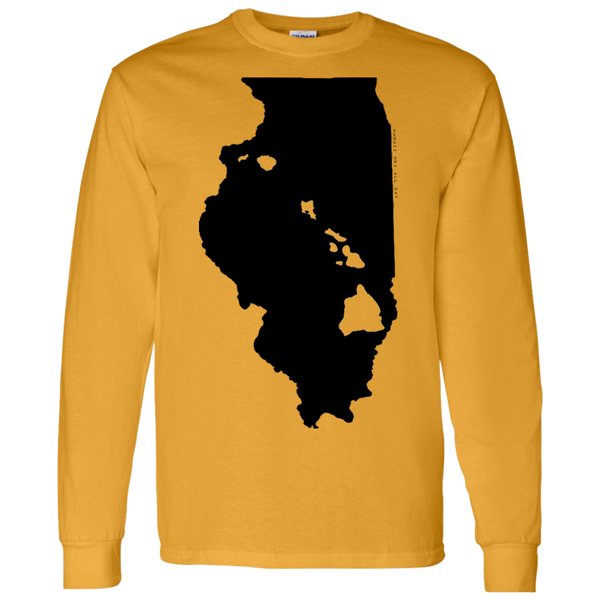 Living in Illinois with Hawaii Roots LS T-Shirt 5.3 oz., T-Shirts, Hawaii Nei All Day
