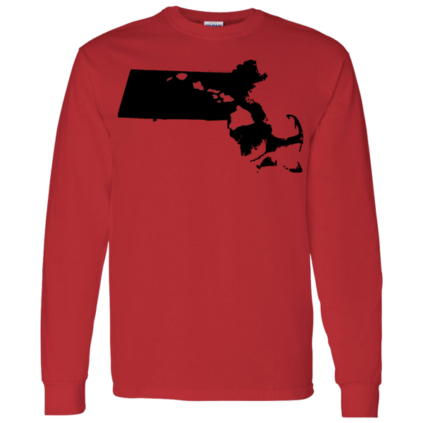 Living in Massachusetts with Hawaii Roots LS T-Shirt 5.3 oz., T-Shirts, Hawaii Nei All Day