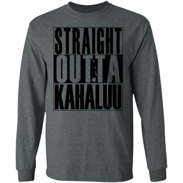 Straight Outta Kahaluu (black ink) LS T-Shirt