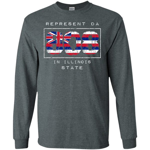 Rep Da 808 In Illinois State LS Ultra Cotton T-Shirt, T-Shirts, Hawaii Nei All Day