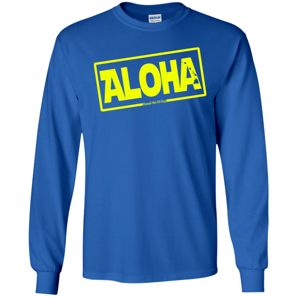 Aloha Hawai'i Nei (Islands yellow ink) LS Ultra Cotton T-Shirt, T-Shirts, Hawaii Nei All Day