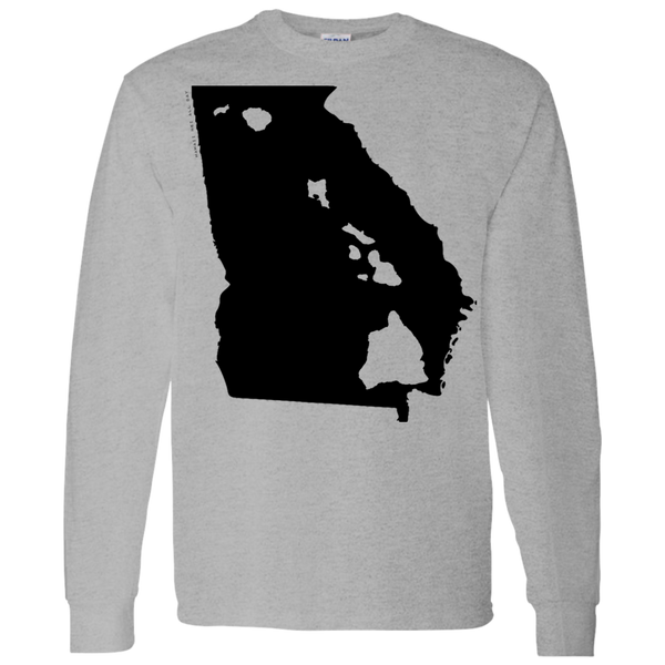 Living in Georgia with Hawaii Roots LS T-Shirt 5.3 oz., T-Shirts, Hawaii Nei All Day