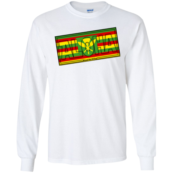 Aloha Hawai'i Kanaka Maoli Ultra Cotton LS T-Shirt, T-Shirts, Hawaii Nei All Day