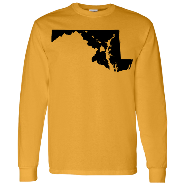 Living in Maryland with Hawaii Roots LS T-Shirt 5.3 oz., T-Shirts, Hawaii Nei All Day