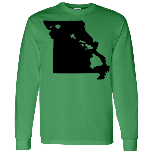 Living in Missouri with Hawaii Roots LS T-Shirt 5.3 oz., T-Shirts, Hawaii Nei All Day