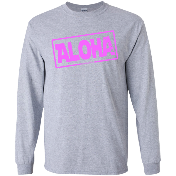 Aloha Hawai'i Nei (Islands pink ink) LS Ultra Cotton T-Shirt, T-Shirts, Hawaii Nei All Day