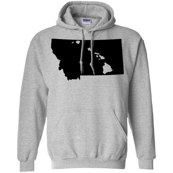 Living in Montana with Hawaii Roots Pullover Hoodie 8 oz., Sweatshirts, Hawaii Nei All Day