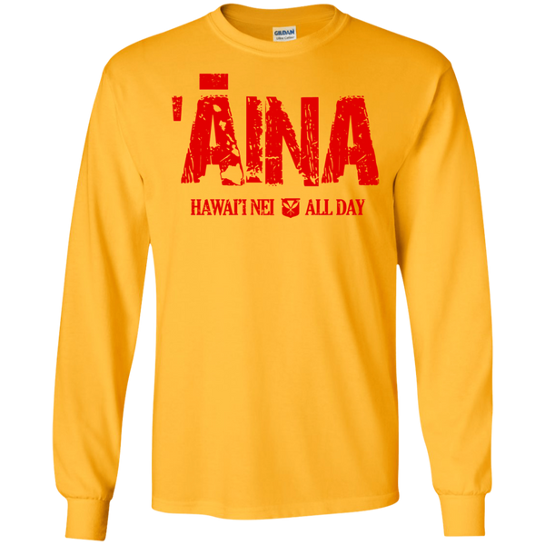 ʻĀina Hawai'i Nei All Day (red ink) LS Ultra Cotton T-Shirt, T-Shirts, Hawaii Nei All Day