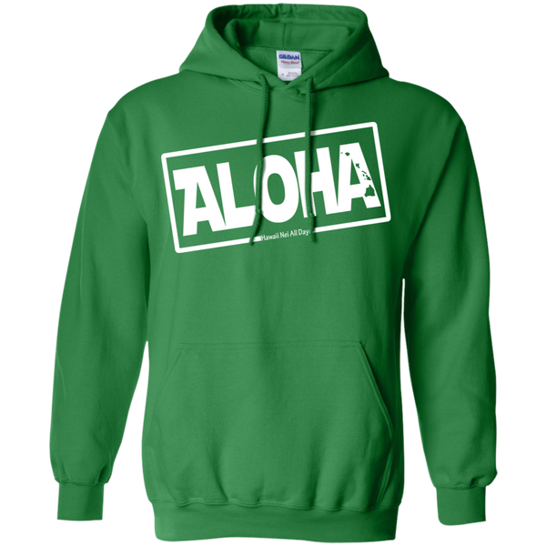 Aloha Hawai'i Nei (Islands white ink) Pullover Hoodie, Sweatshirts, Hawaii Nei All Day
