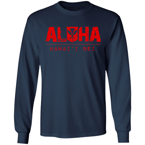 Aloha Hawai'i Nei(red ink) LS Ultra Cotton T-Shirt, T-Shirts, Hawaii Nei All Day