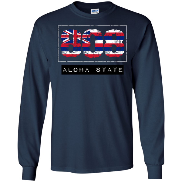 808 Aloha State LS Ultra Cotton Tshirt - Hawaii Nei All Day
