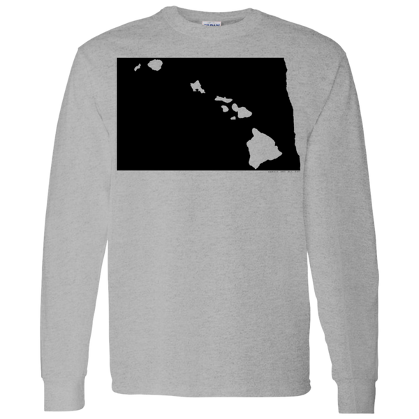 Living in North Dakota with Hawaii Roots LS T-Shirt 5.3 oz., T-Shirts, Hawaii Nei All Day
