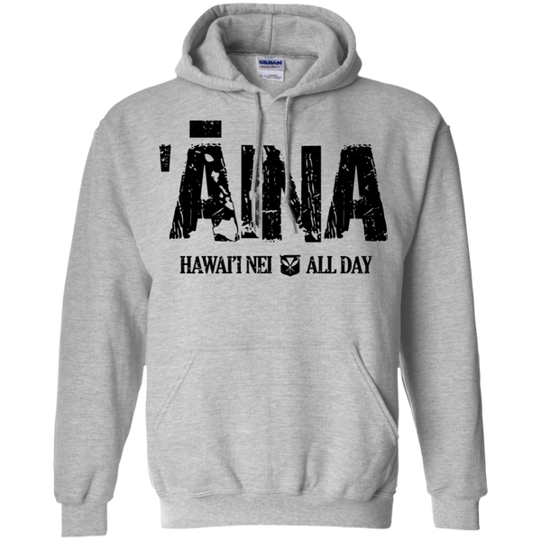 ʻĀina Hawai'i Nei (black ink) Pullover Hoodie, Sweatshirts, Hawaii Nei All Day