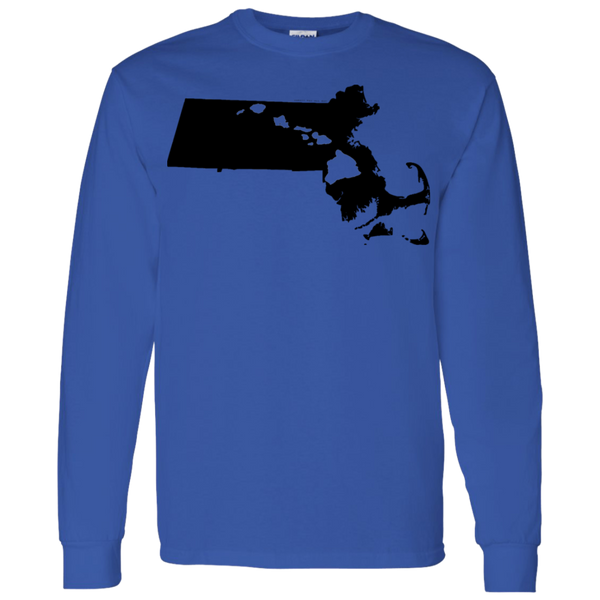 Living in Massachusetts with Hawaii Roots LS T-Shirt 5.3 oz., T-Shirts, Hawaii Nei All Day
