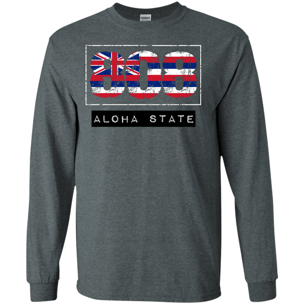 808 Aloha State LS Ultra Cotton Tshirt - Hawaii Nei All Day