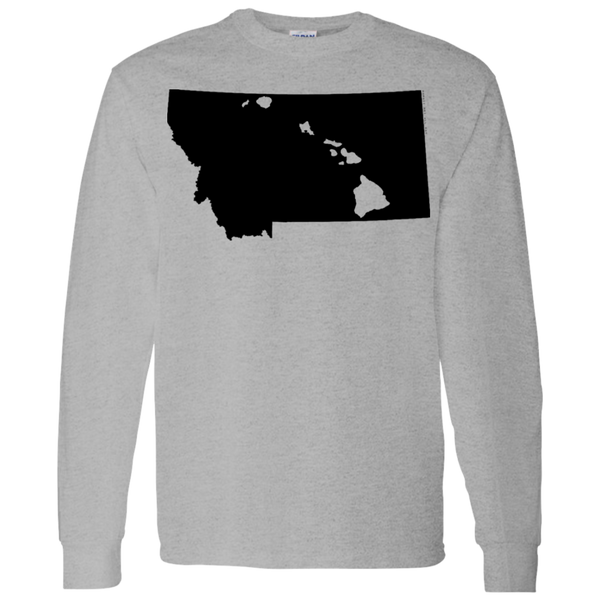 Living in Montana with Hawaii Roots LS T-Shirt 5.3 oz., T-Shirts, Hawaii Nei All Day