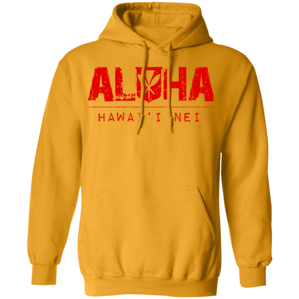 Aloha Hawai'i Nei(red ink) Pullover Hoodie, Sweatshirts, Hawaii Nei All Day
