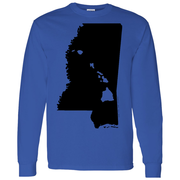 Living in Mississippi with Hawaii Roots LS T-Shirt 5.3 oz., T-Shirts, Hawaii Nei All Day