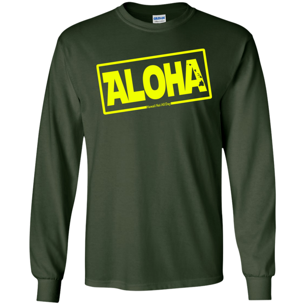 Aloha Hawai'i Nei (Islands yellow ink) LS Ultra Cotton T-Shirt, T-Shirts, Hawaii Nei All Day