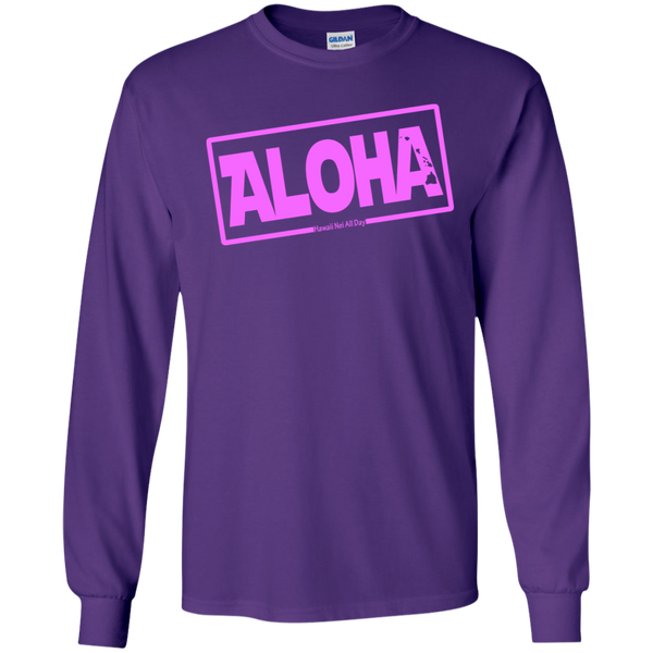 Aloha Hawai'i Nei (Islands pink ink) LS Ultra Cotton T-Shirt, T-Shirts, Hawaii Nei All Day
