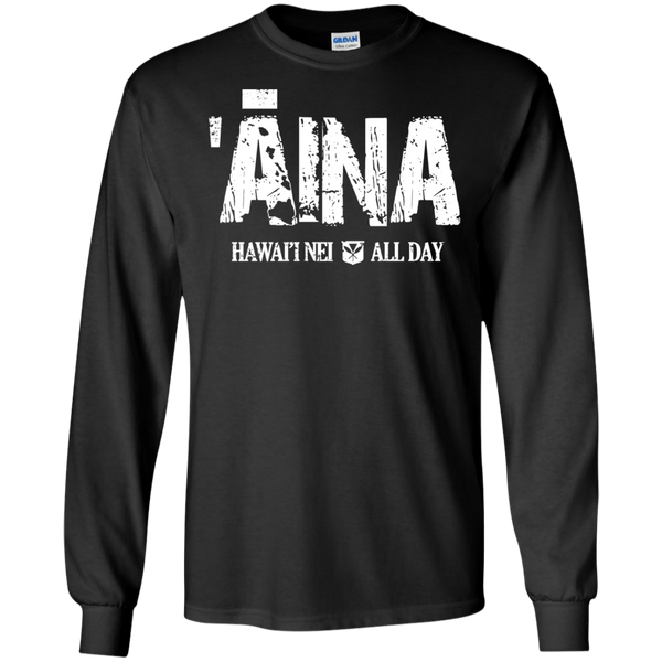ʻĀina Hawai'i Nei All Day (white ink) LS Ultra Cotton T-Shirt, T-Shirts, Hawaii Nei All Day