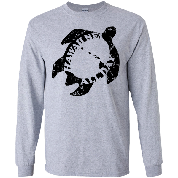 Honu Hawaiian Islands Distresed(black) LS Ultra Cotton T-Shirt, T-Shirts, Hawaii Nei All Day