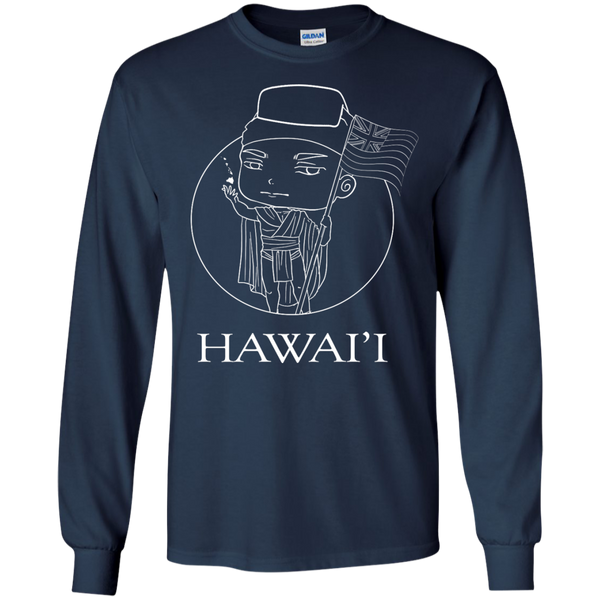 Hawai'i (chibi style King Kamehameha) LS Ultra Cotton Tshirt - Hawaii Nei All Day