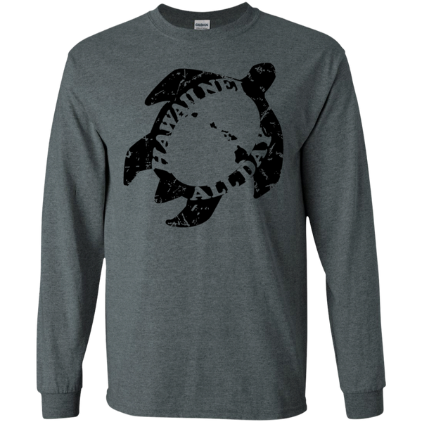 Honu Hawaiian Islands Distresed(black) LS Ultra Cotton T-Shirt, T-Shirts, Hawaii Nei All Day