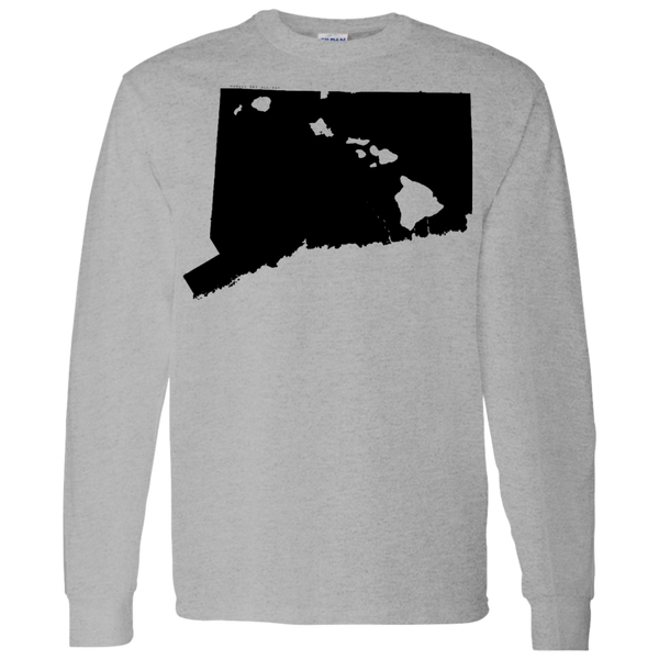 Living in Connecticut with Hawaii Roots LS T-Shirt 5.3 oz., T-Shirts, Hawaii Nei All Day