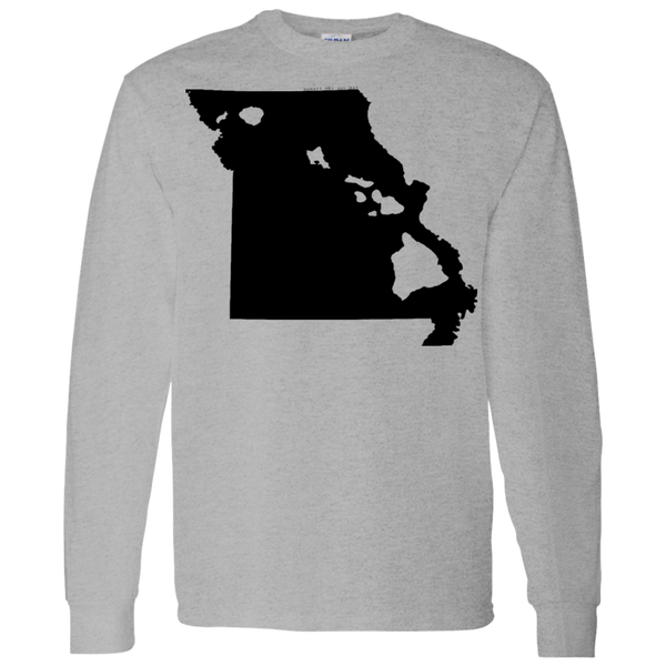 Living in Missouri with Hawaii Roots LS T-Shirt 5.3 oz., T-Shirts, Hawaii Nei All Day