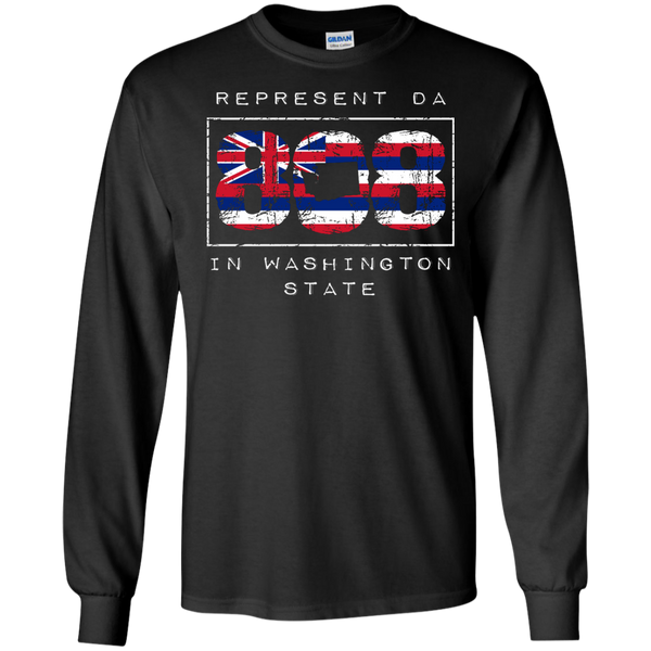 Represent Da 808 In Washington State LS Ultra Cotton Tshirt - Hawaii Nei All Day