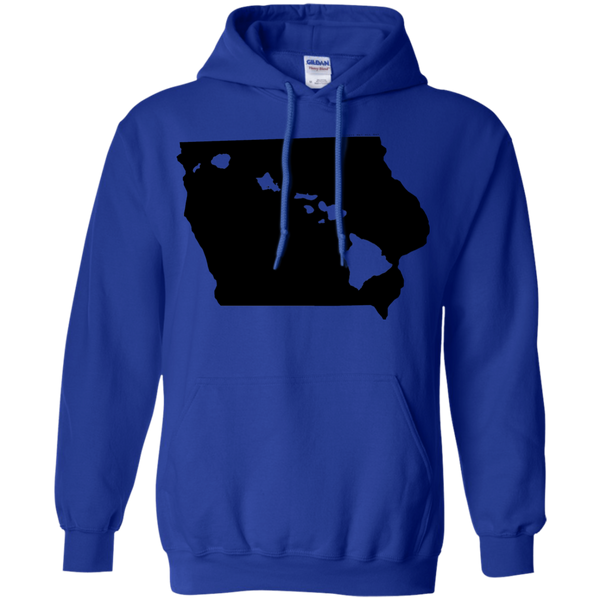 Living in Iowa with Hawaii Roots Pullover Hoodie 8 oz., Sweatshirts, Hawaii Nei All Day