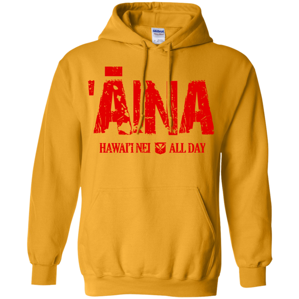 ʻĀina Hawai'i Nei All Day (red ink) Pullover Hoodie, Sweatshirts, Hawaii Nei All Day