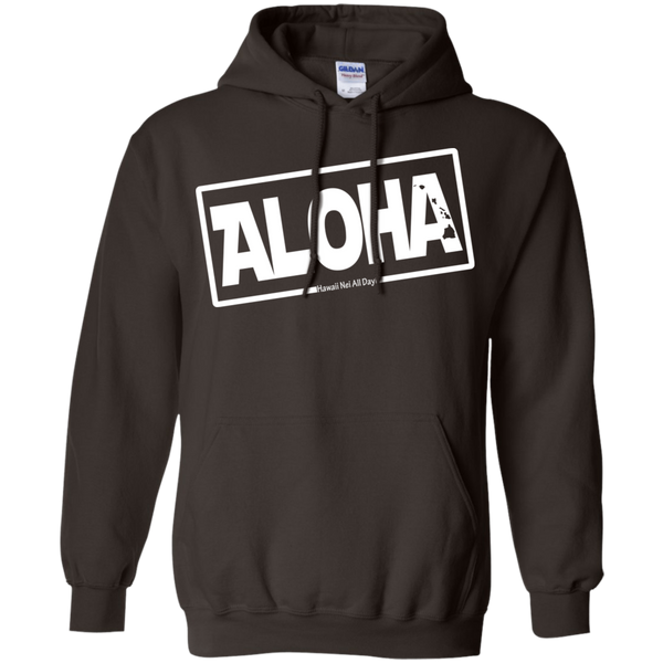Aloha Hawai'i Nei (Islands white ink) Pullover Hoodie, Sweatshirts, Hawaii Nei All Day